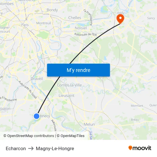 Echarcon to Magny-Le-Hongre map