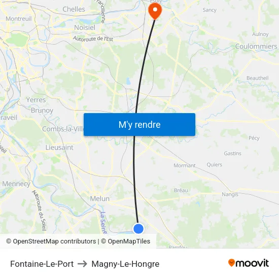 Fontaine-Le-Port to Magny-Le-Hongre map