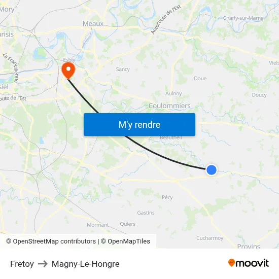 Fretoy to Magny-Le-Hongre map