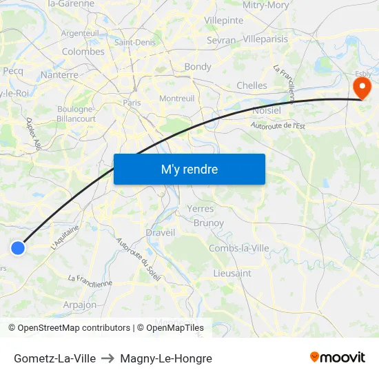 Gometz-La-Ville to Magny-Le-Hongre map
