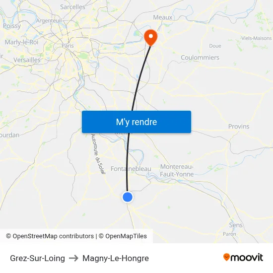 Grez-Sur-Loing to Magny-Le-Hongre map