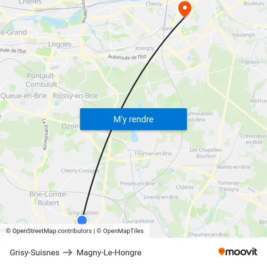 Grisy-Suisnes to Magny-Le-Hongre map