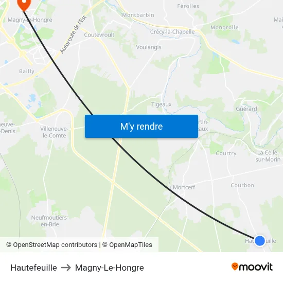 Hautefeuille to Magny-Le-Hongre map