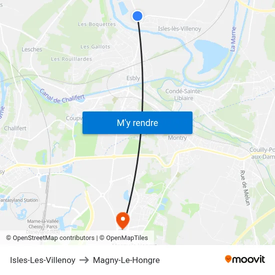 Isles-Les-Villenoy to Magny-Le-Hongre map