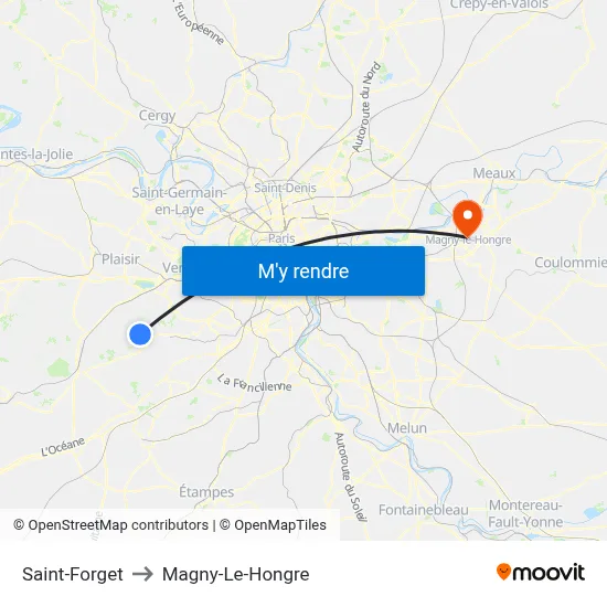 Saint-Forget to Magny-Le-Hongre map