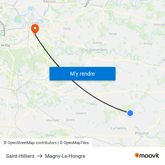 Saint-Hilliers to Magny-Le-Hongre map