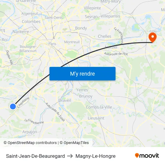 Saint-Jean-De-Beauregard to Magny-Le-Hongre map