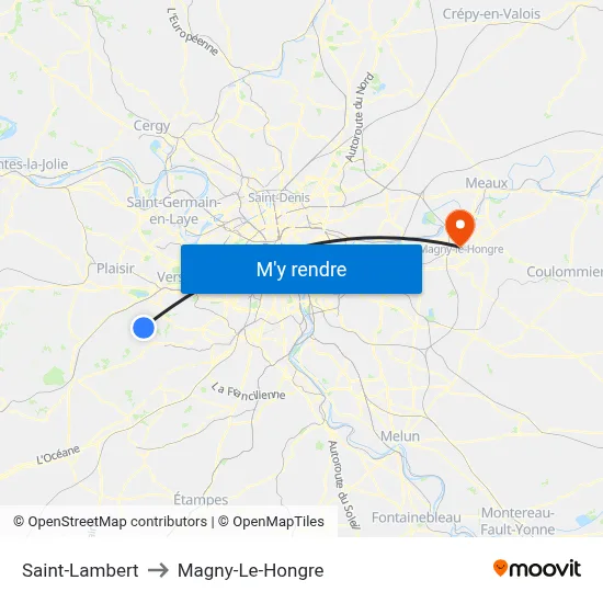 Saint-Lambert to Magny-Le-Hongre map