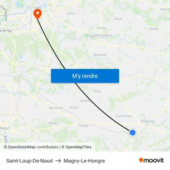 Saint-Loup-De-Naud to Magny-Le-Hongre map