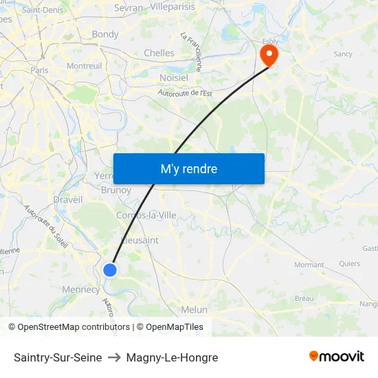Saintry-Sur-Seine to Magny-Le-Hongre map
