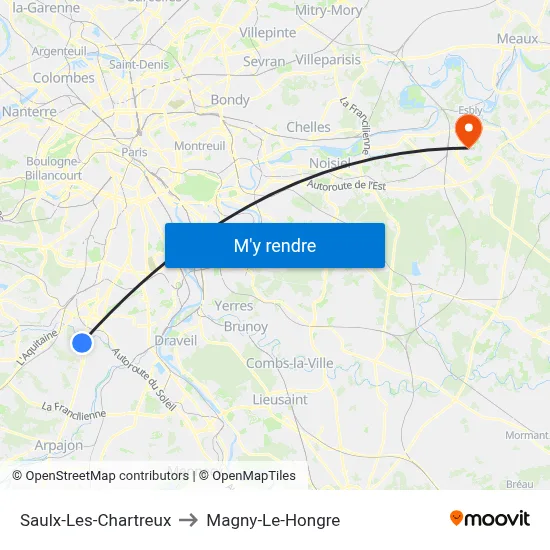 Saulx-Les-Chartreux to Magny-Le-Hongre map