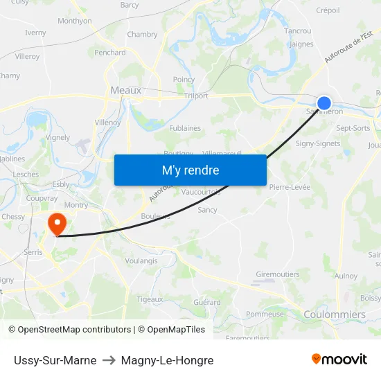 Ussy-Sur-Marne to Magny-Le-Hongre map