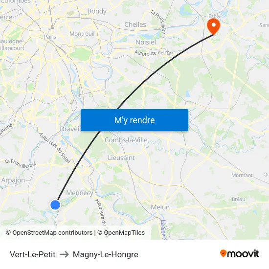 Vert-Le-Petit to Magny-Le-Hongre map