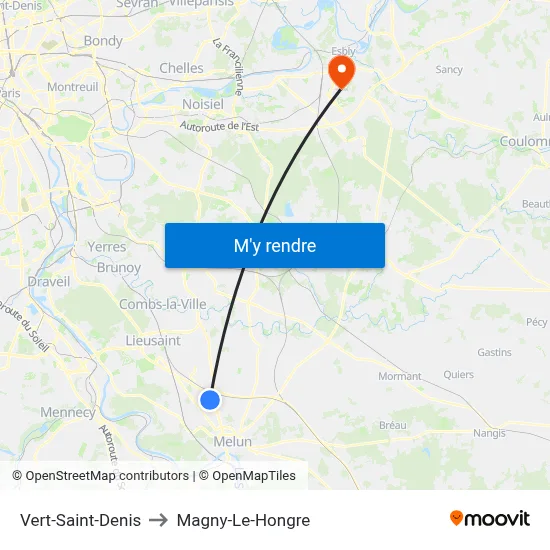 Vert-Saint-Denis to Magny-Le-Hongre map