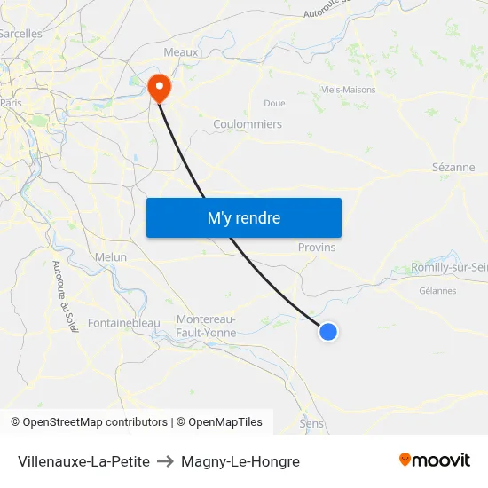 Villenauxe-La-Petite to Magny-Le-Hongre map