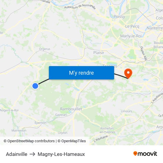 Adainville to Magny-Les-Hameaux map