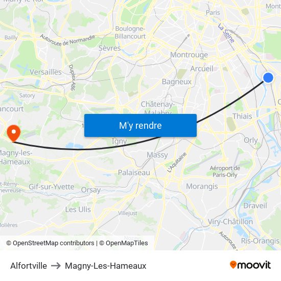 Alfortville to Magny-Les-Hameaux map