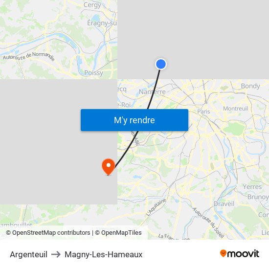 Argenteuil to Magny-Les-Hameaux map