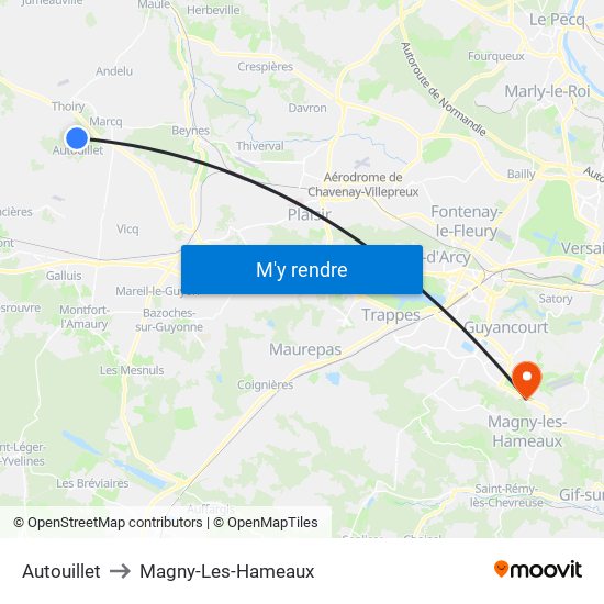 Autouillet to Magny-Les-Hameaux map