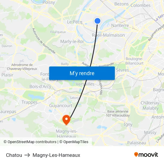 Chatou to Magny-Les-Hameaux map