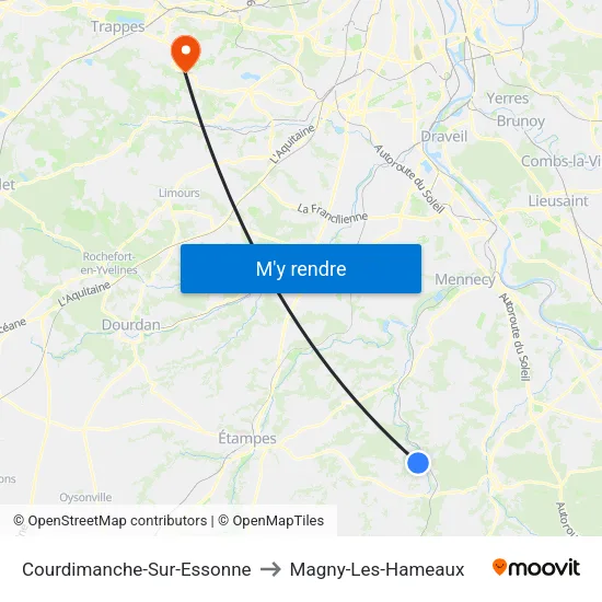 Courdimanche-Sur-Essonne to Magny-Les-Hameaux map