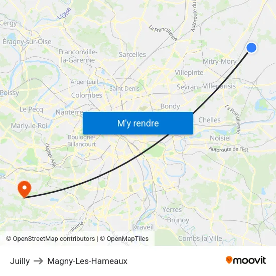 Juilly to Magny-Les-Hameaux map