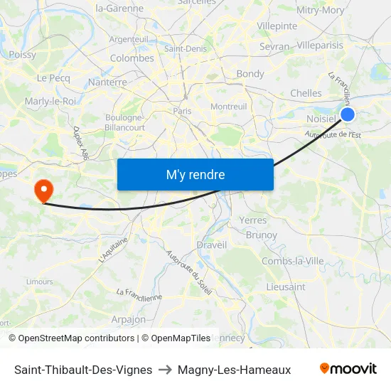 Saint-Thibault-Des-Vignes to Magny-Les-Hameaux map