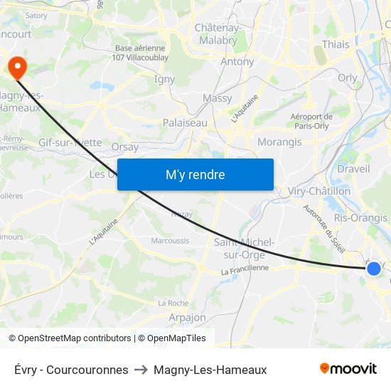 Évry - Courcouronnes to Magny-Les-Hameaux map