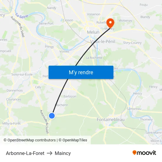 Arbonne-La-Foret to Maincy map