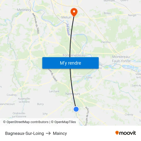 Bagneaux-Sur-Loing to Maincy map