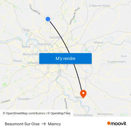 Beaumont-Sur-Oise to Maincy map