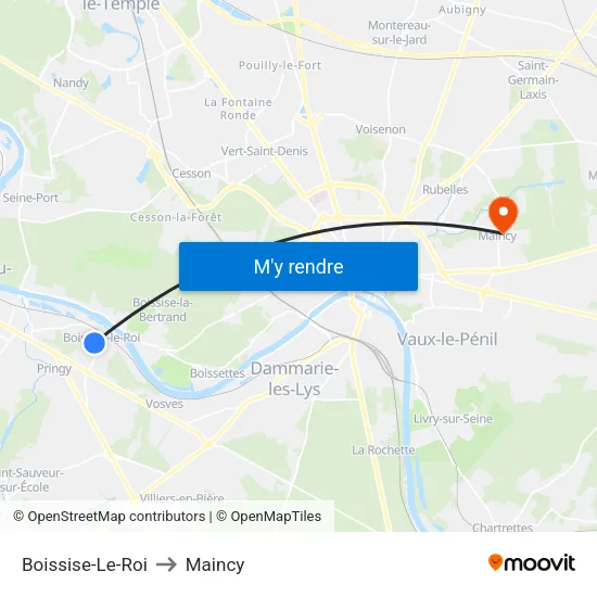 Boissise-Le-Roi to Maincy map