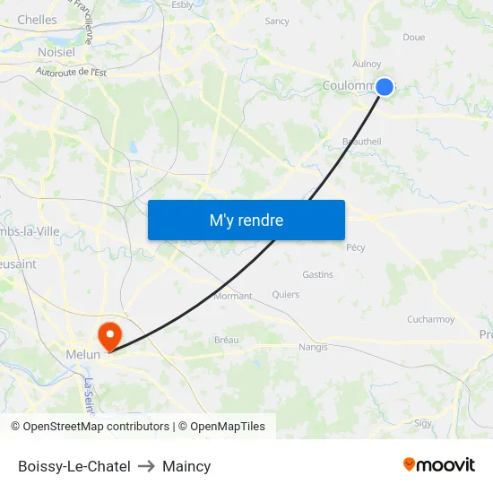 Boissy-Le-Chatel to Maincy map