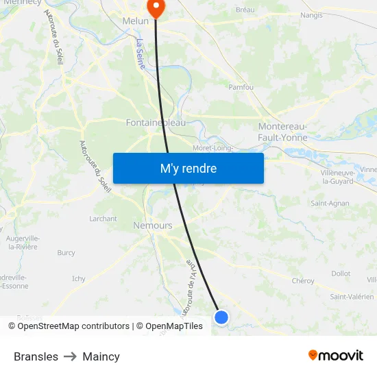 Bransles to Maincy map