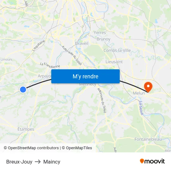 Breux-Jouy to Maincy map