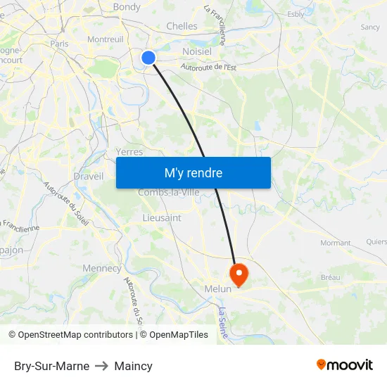 Bry-Sur-Marne to Maincy map