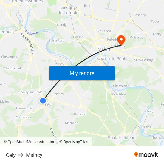 Cely to Maincy map