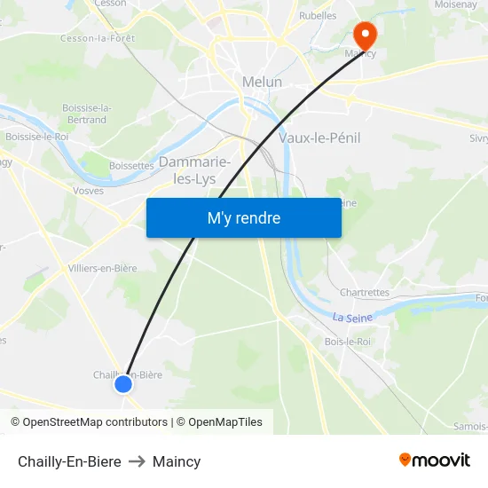 Chailly-En-Biere to Maincy map