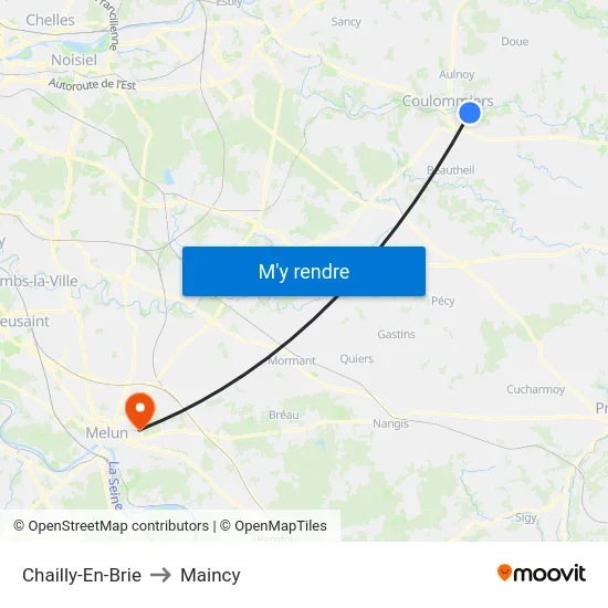 Chailly-En-Brie to Maincy map