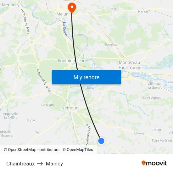 Chaintreaux to Maincy map