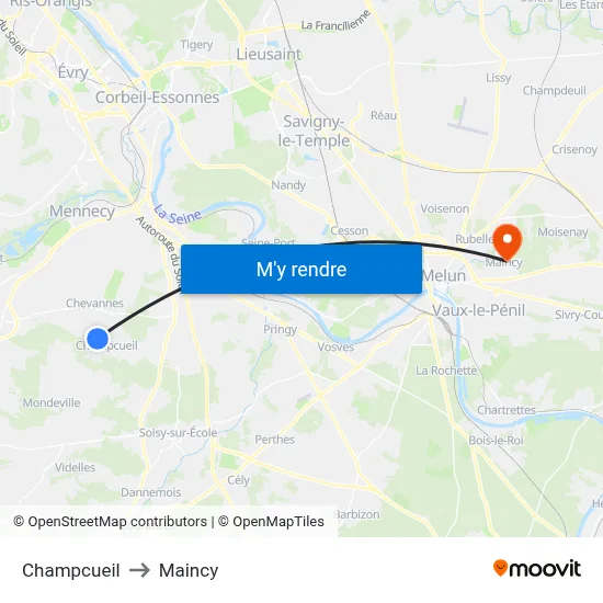 Champcueil to Maincy map