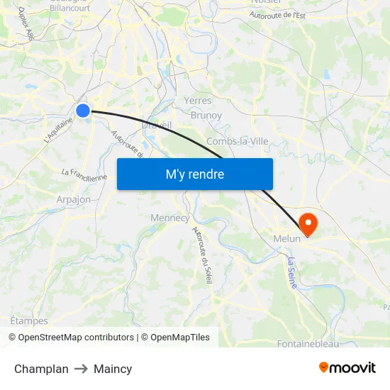 Champlan to Maincy map