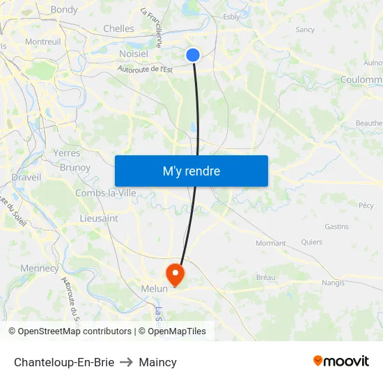 Chanteloup-En-Brie to Maincy map