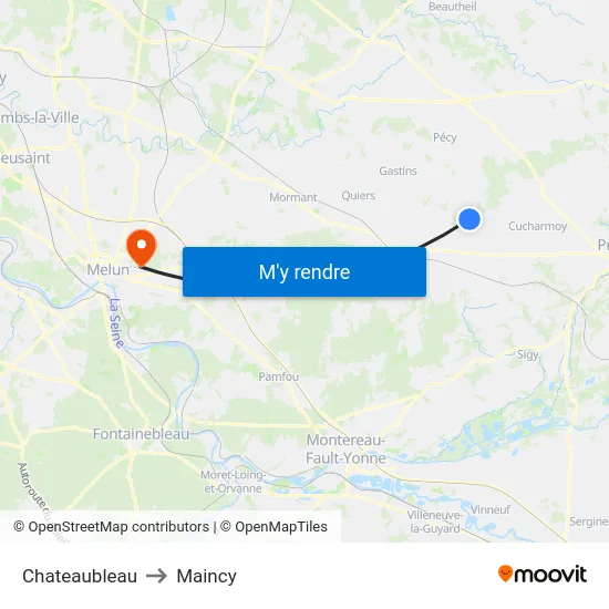 Chateaubleau to Maincy map
