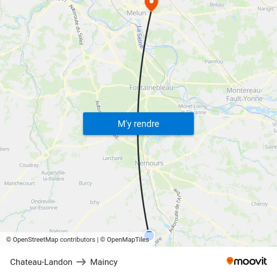 Chateau-Landon to Maincy map