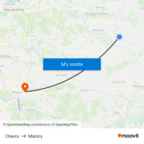Chevru to Maincy map