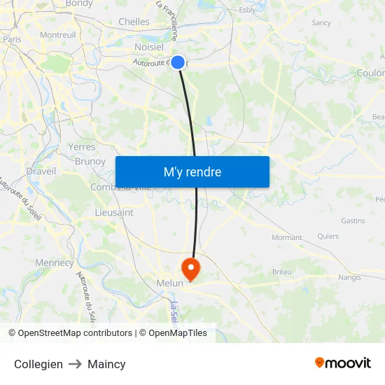 Collegien to Maincy map