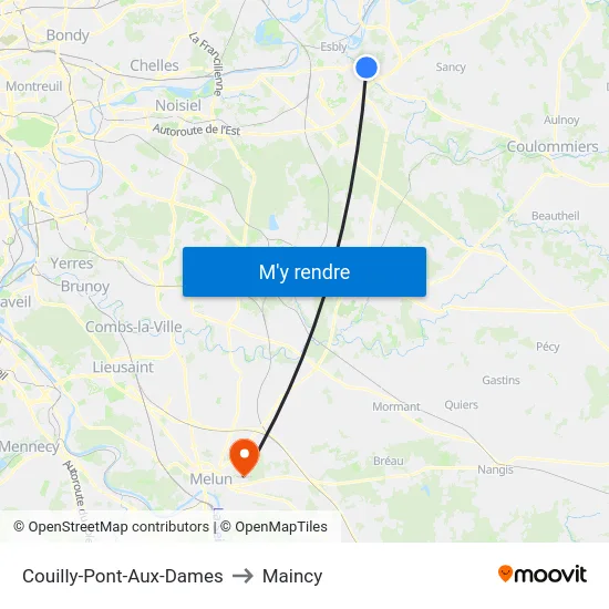 Couilly-Pont-Aux-Dames to Maincy map