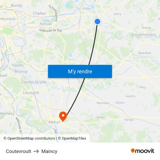 Coutevroult to Maincy map