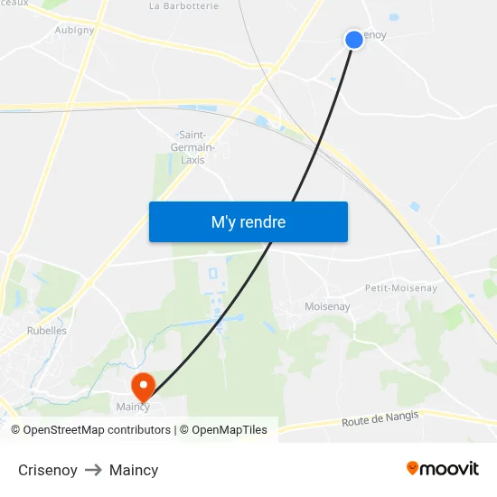Crisenoy to Maincy map